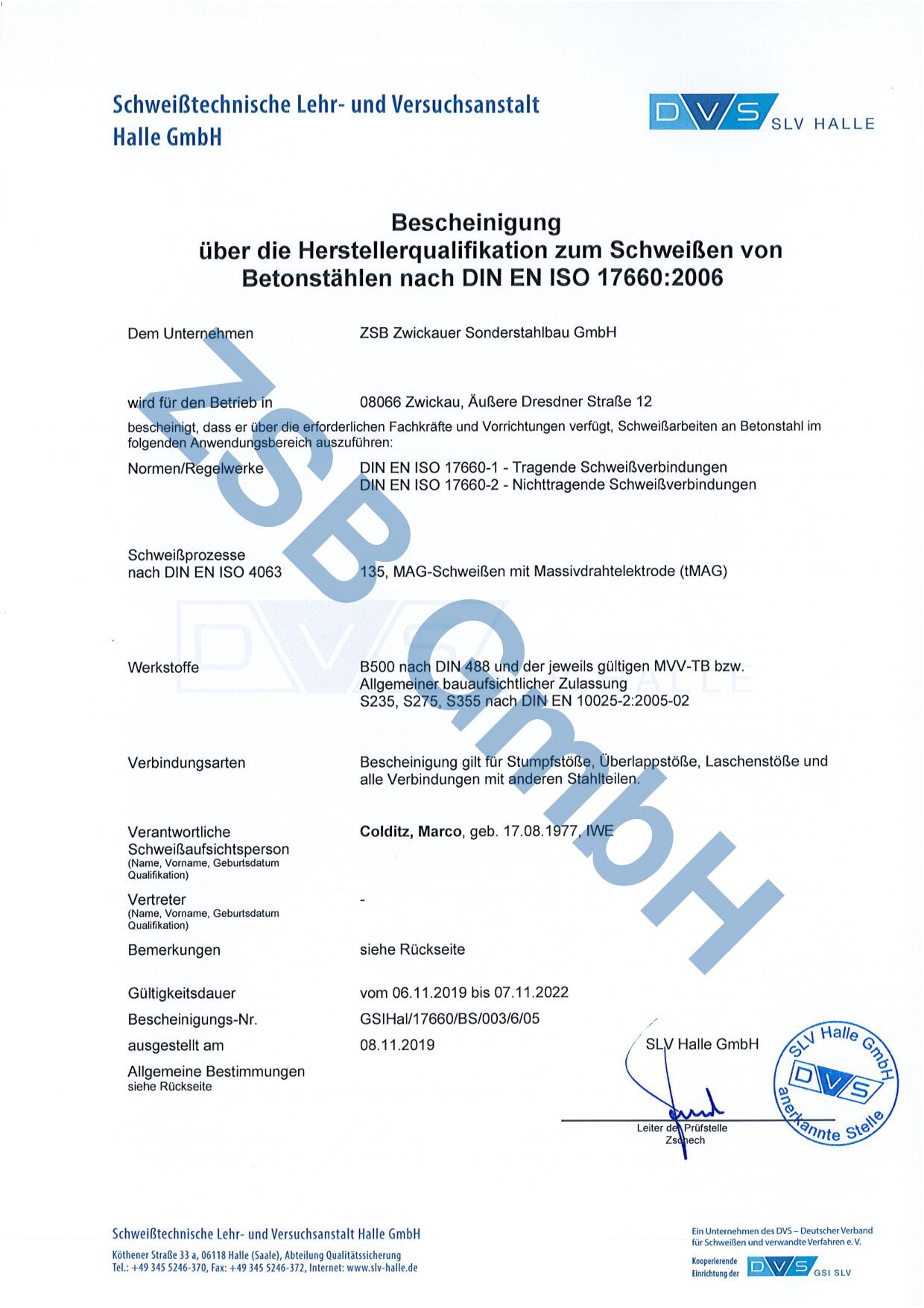 Betonstahlschweißen ISO 17660-1